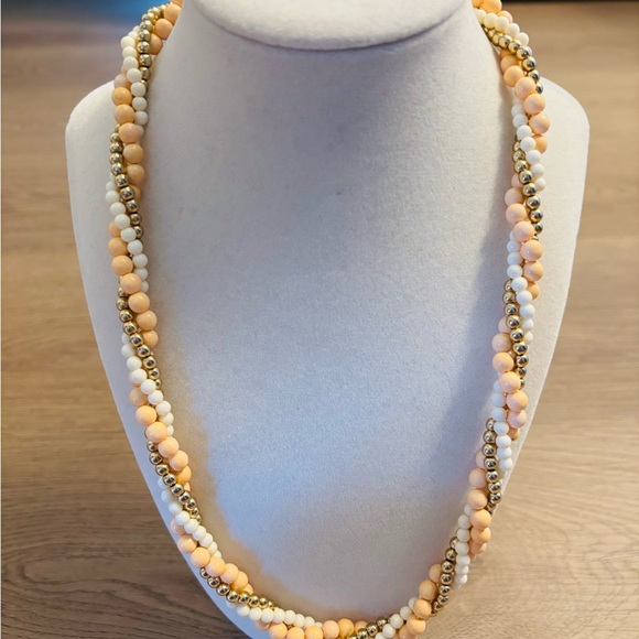 Elegant Beaded Necklace in Gold, White, and Cream - Picture 3 of 4